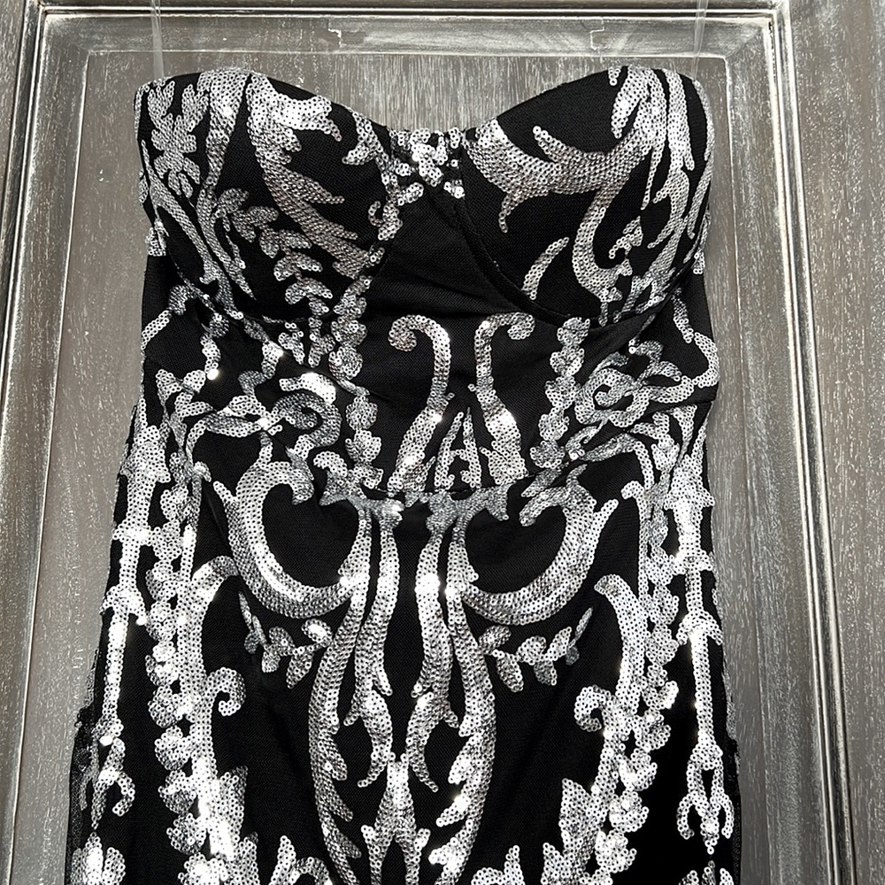 Black & Silver Sequin Maxi Dress